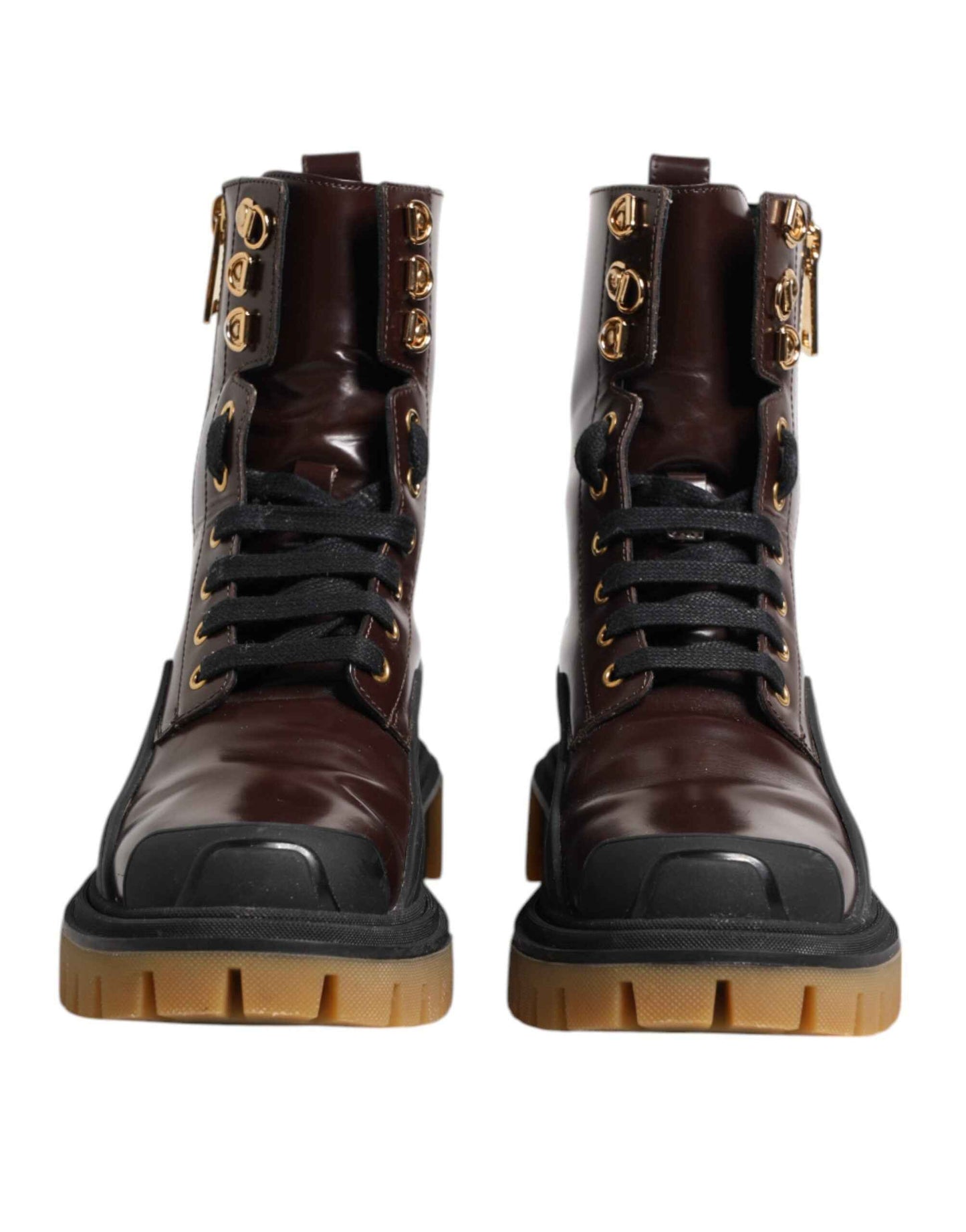 Dolce & Gabbana Korte Boots Leren Biker Maroon Midcalf