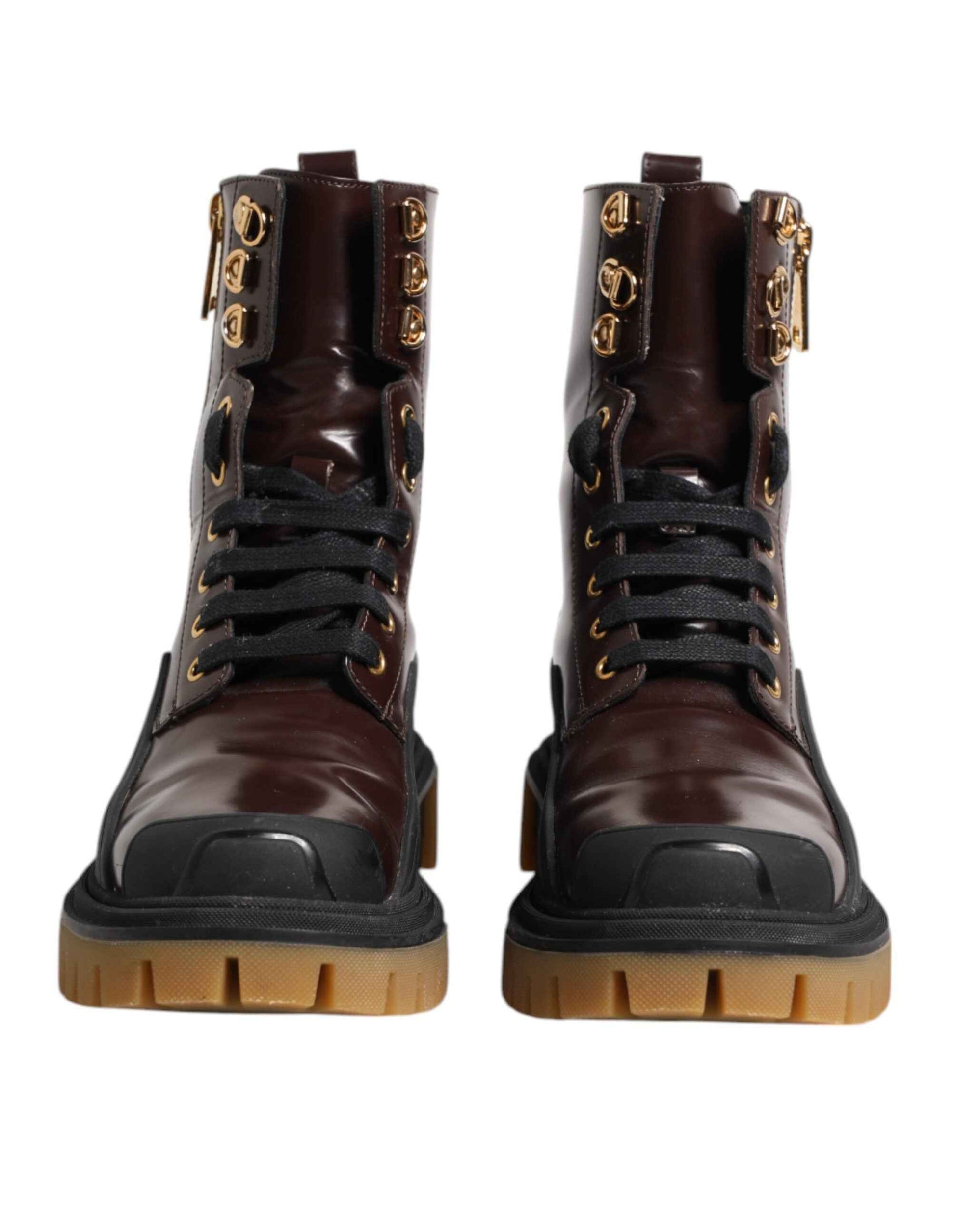 Dolce & Gabbana Korte Boots Leren Biker Maroon Midcalf