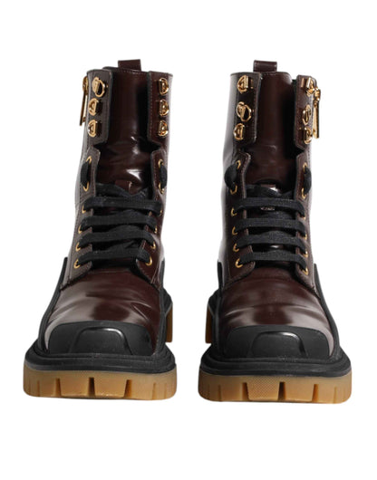 Dolce & Gabbana Korte Boots Leren Biker Maroon Midcalf