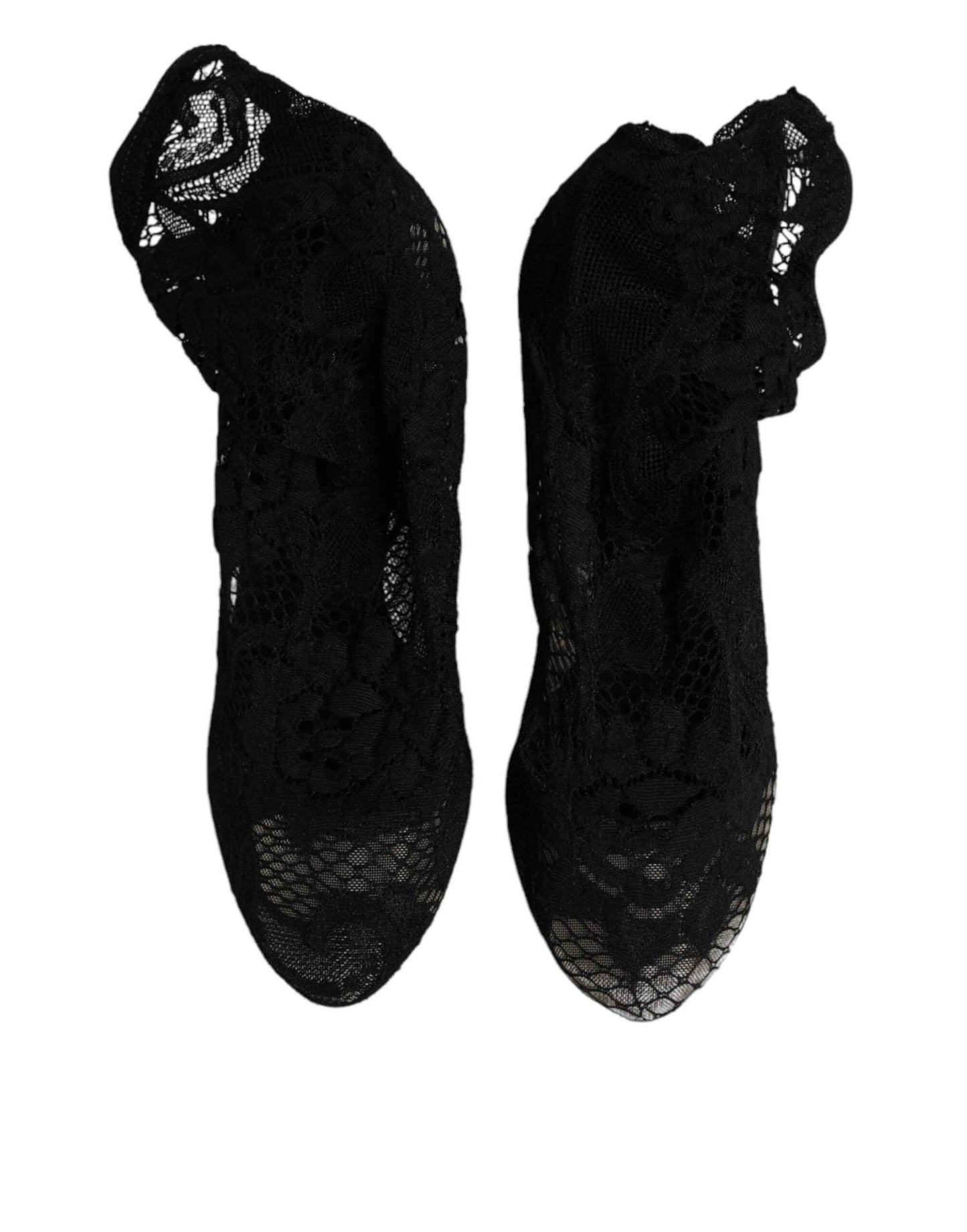Dolce & Gabbana Korte Laarzen Kant Zwart Kuitlengte