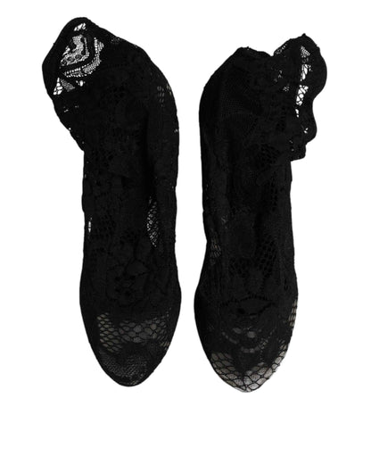 Dolce & Gabbana Korte Laarzen Kant Zwart Kuitlengte