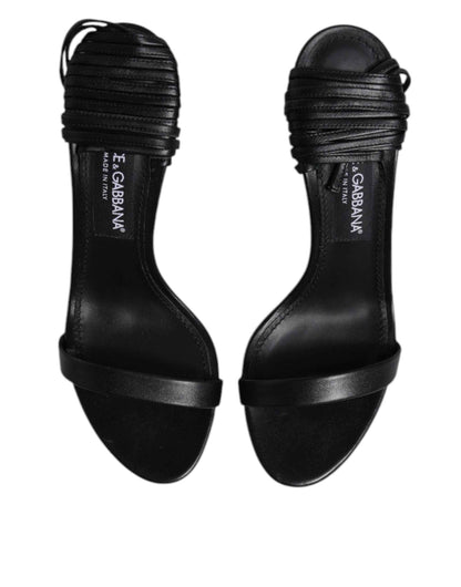Dolce Gabbana Heels Sandals Leder Stiletto - Zwart