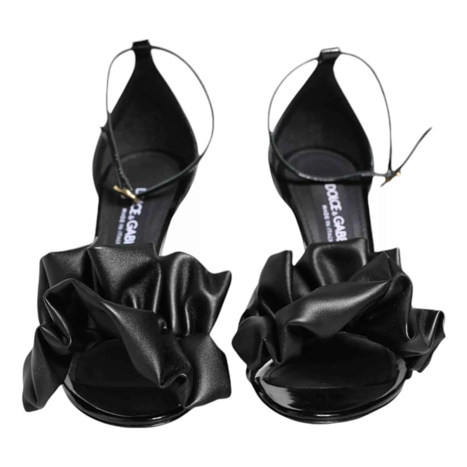 Dolce & Gabbana H Leren Sandalen Met Enkelriem - Zwart