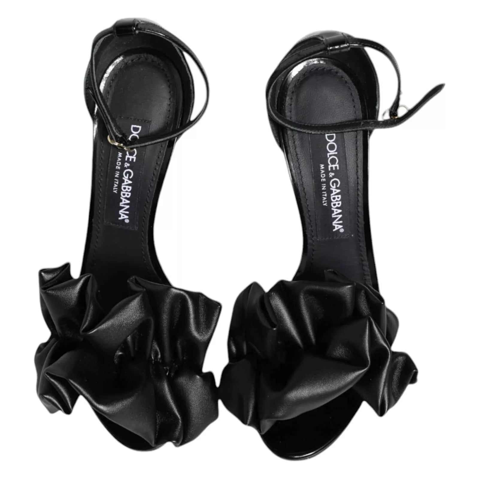 Dolce & Gabbana H Leren Sandalen Met Enkelriem - Zwart