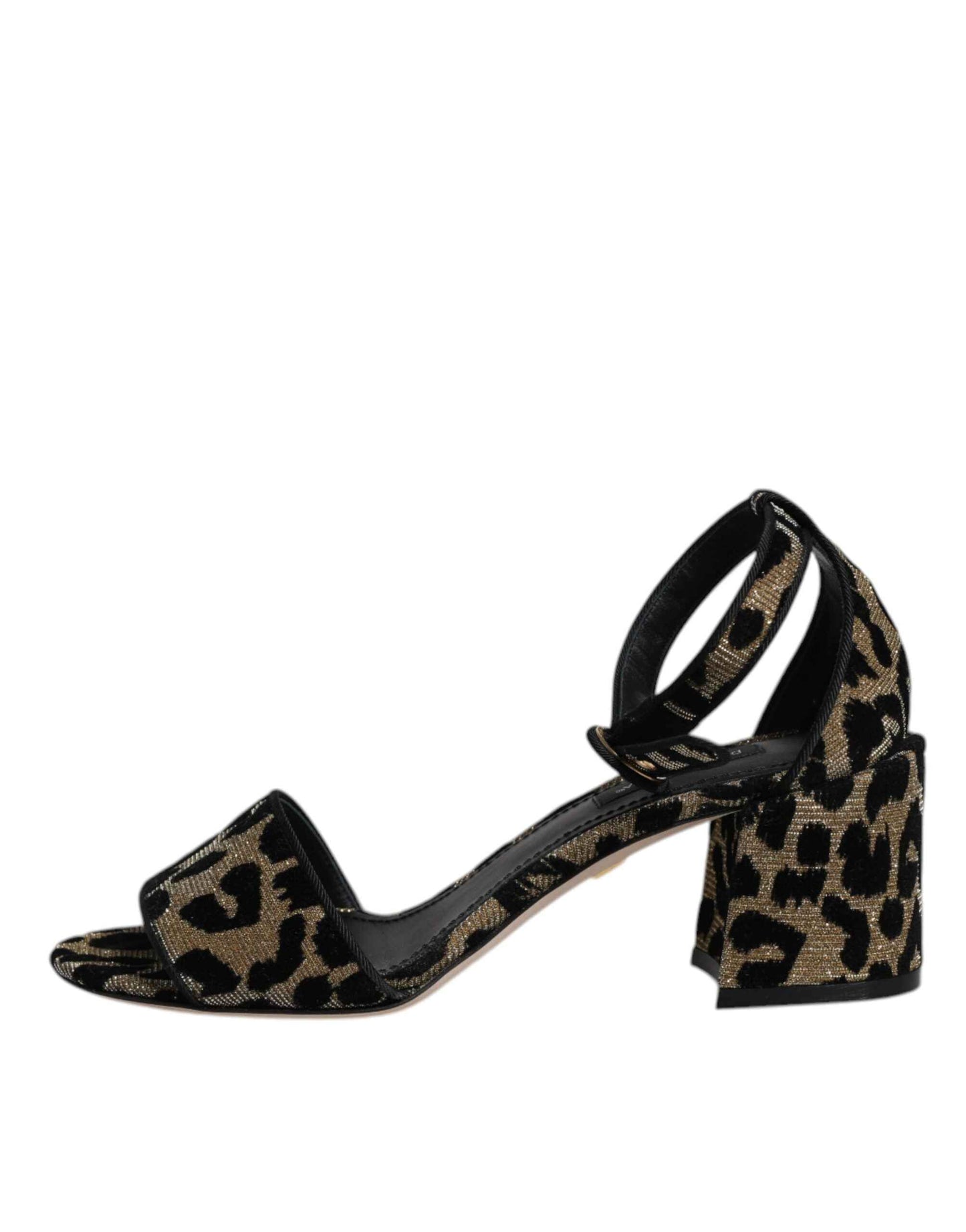 Dolce and Gabbana Goud Leopard Sandalen met Enkelriem