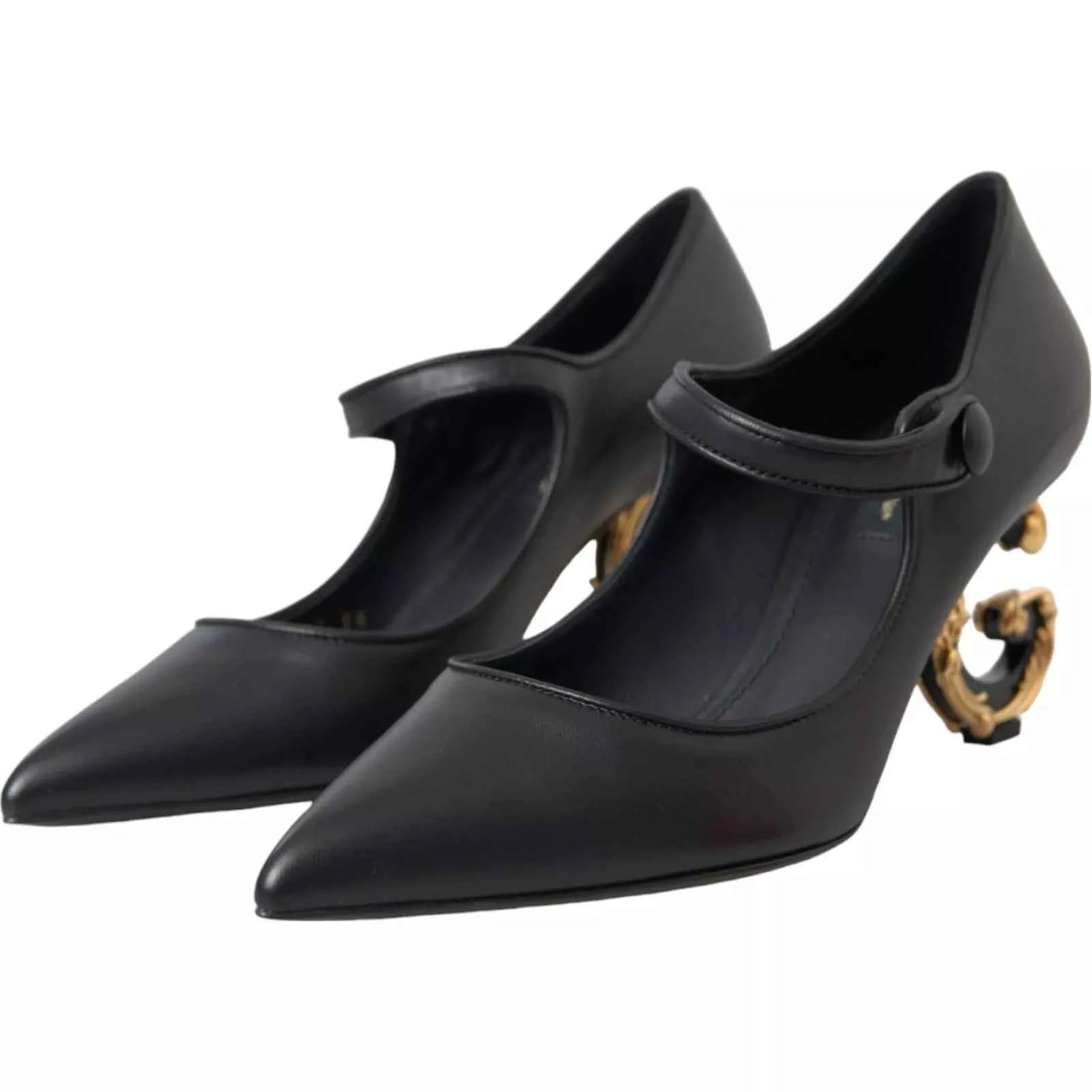 Dolce Gabbana Mary Janes Pumps Leather Logo Zwart Luxueus