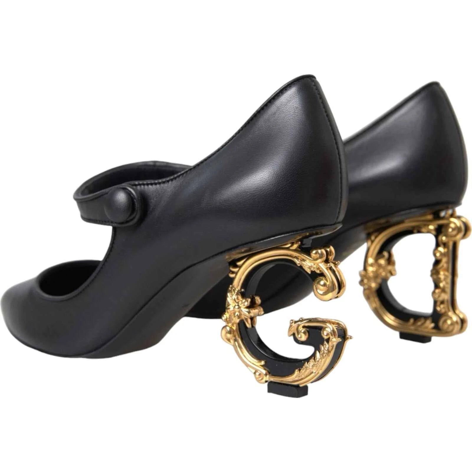 Dolce Gabbana Mary Janes Pumps Leather Logo Zwart Luxueus