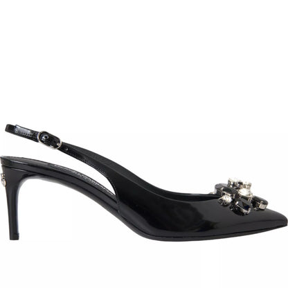 Dolce & Gabbana Kristal Slingback Patent Leer - Zwart