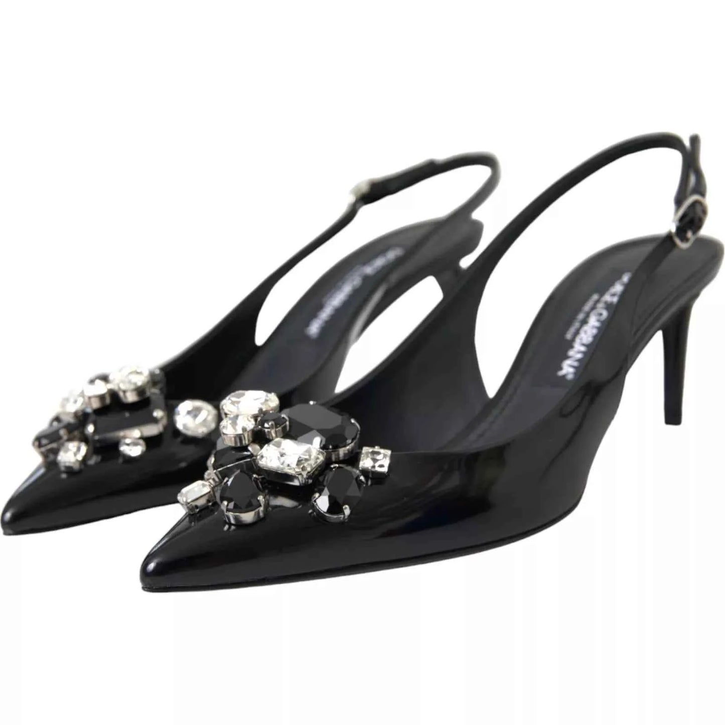 Dolce & Gabbana Kristal Slingback Patent Leer - Zwart
