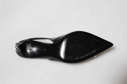 Dolce & Gabbana Kristal Slingback Patent Leer - Zwart