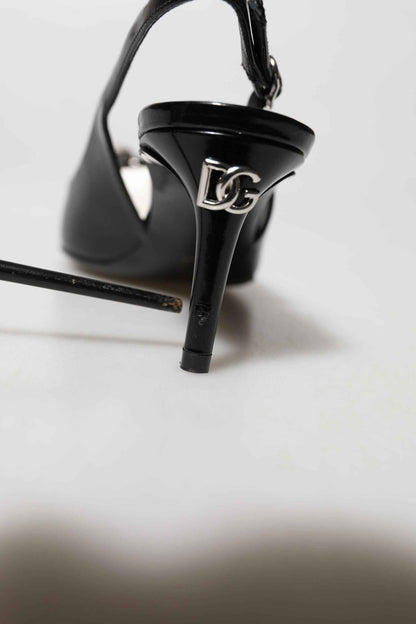 Dolce & Gabbana Kristal Slingback Patent Leer - Zwart