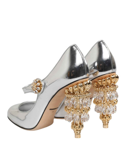 Dolce & Gabbana M Zilveren Mary Jane Pumps Kroonluchterhak