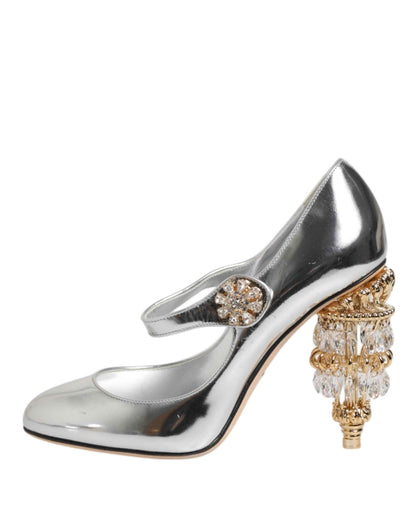 Dolce & Gabbana M Zilveren Mary Jane Pumps Kroonluchterhak