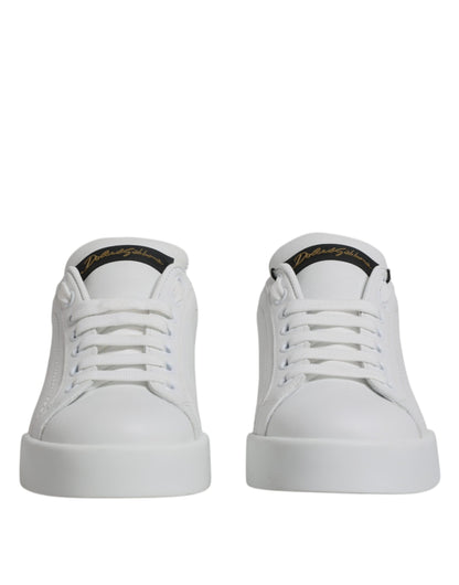 Dolce & Gabbana Low Top Sneakers Volledig Leer Wit Zwart