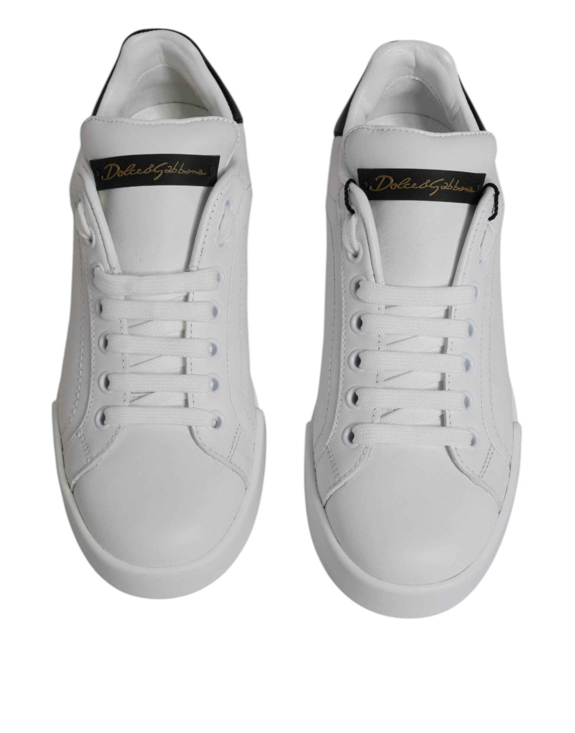 Dolce & Gabbana Low Top Sneakers Volledig Leer Wit Zwart