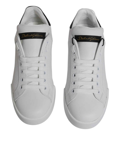 Dolce & Gabbana Low Top Sneakers Volledig Leer Wit Zwart