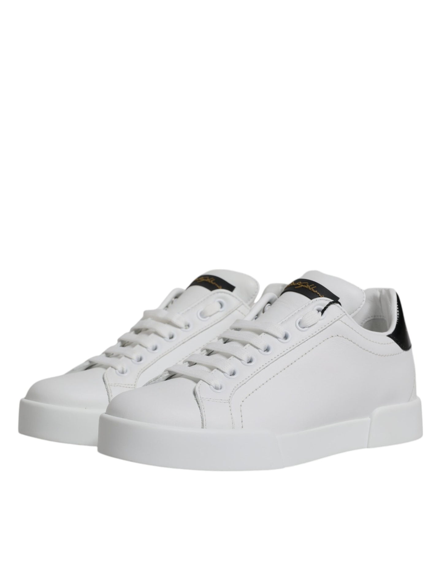 Dolce & Gabbana Low Top Sneakers Volledig Leer Wit Zwart