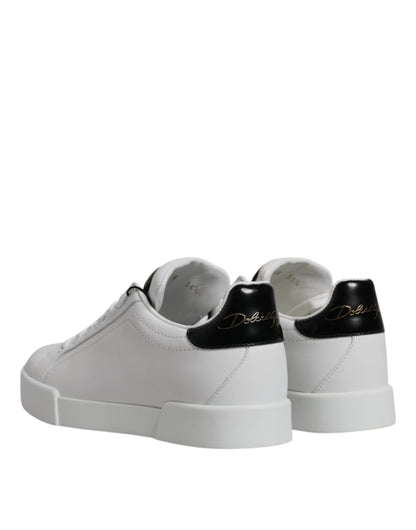 Dolce & Gabbana Low Top Sneakers Volledig Leer Wit Zwart