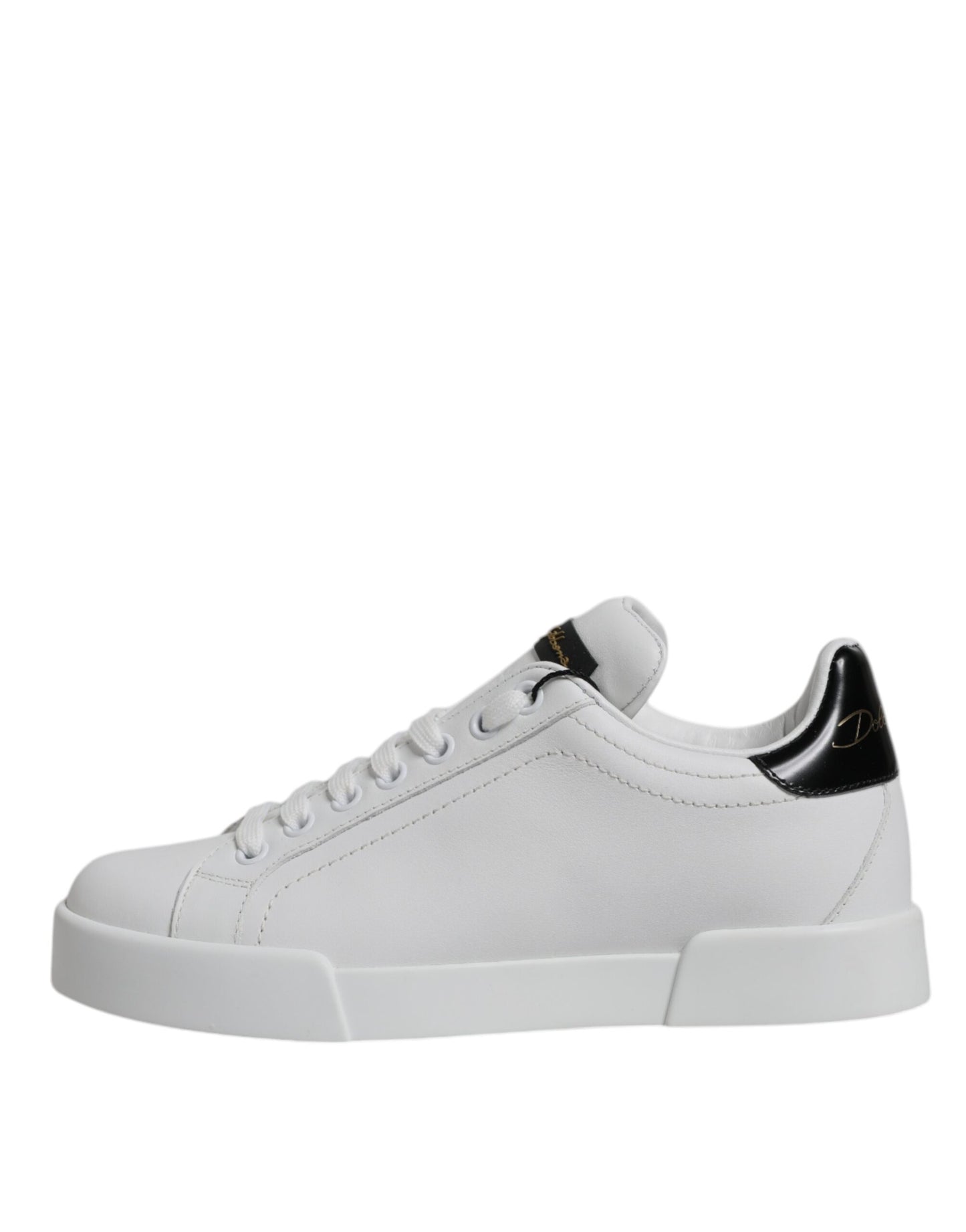 Dolce & Gabbana Low Top Sneakers Volledig Leer Wit Zwart
