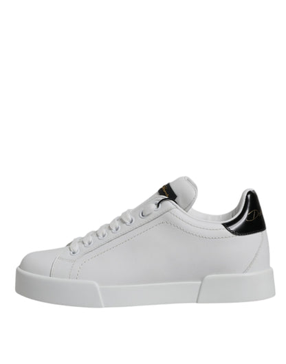 Dolce & Gabbana Low Top Sneakers Volledig Leer Wit Zwart