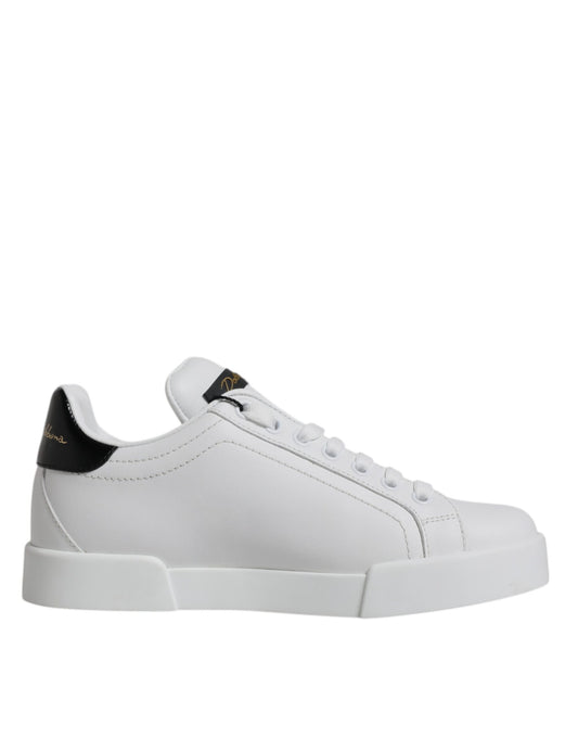 Dolce & Gabbana Low Top Sneakers Volledig Leer Wit Zwart