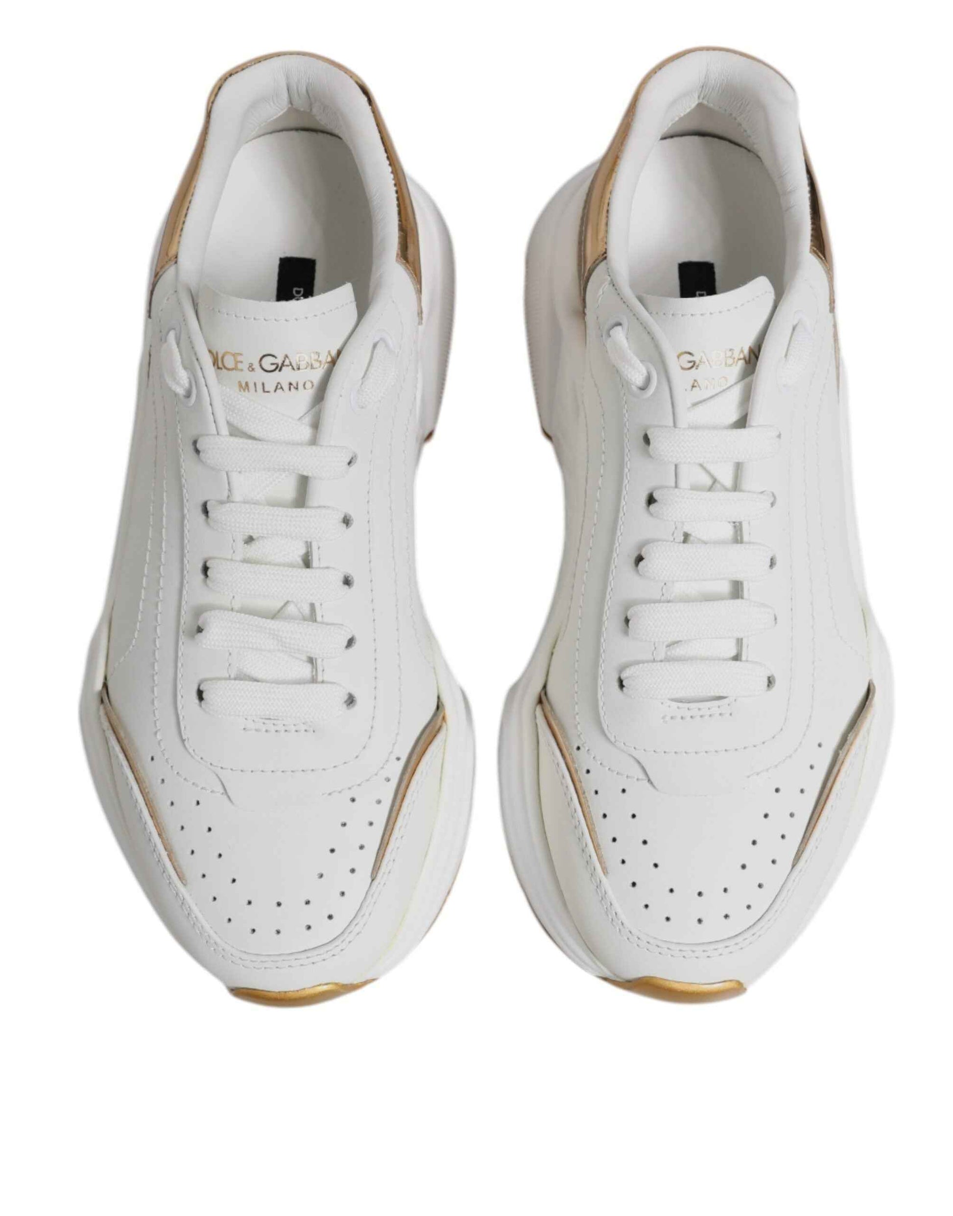 Dolce & Gabbana Daymaster Lederen Sneakers Wit Goud