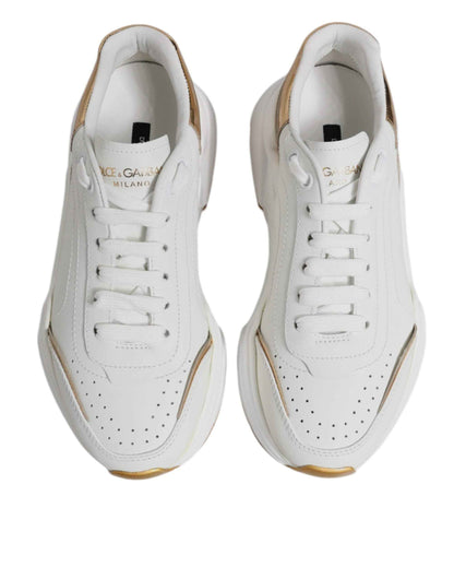 Dolce & Gabbana Daymaster Lederen Sneakers Wit Goud