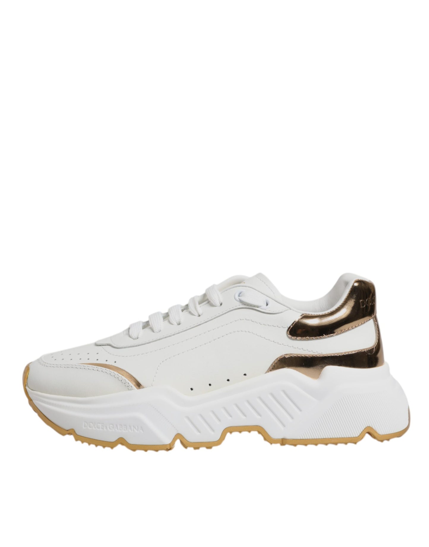 Dolce & Gabbana Daymaster Lederen Sneakers Wit Goud