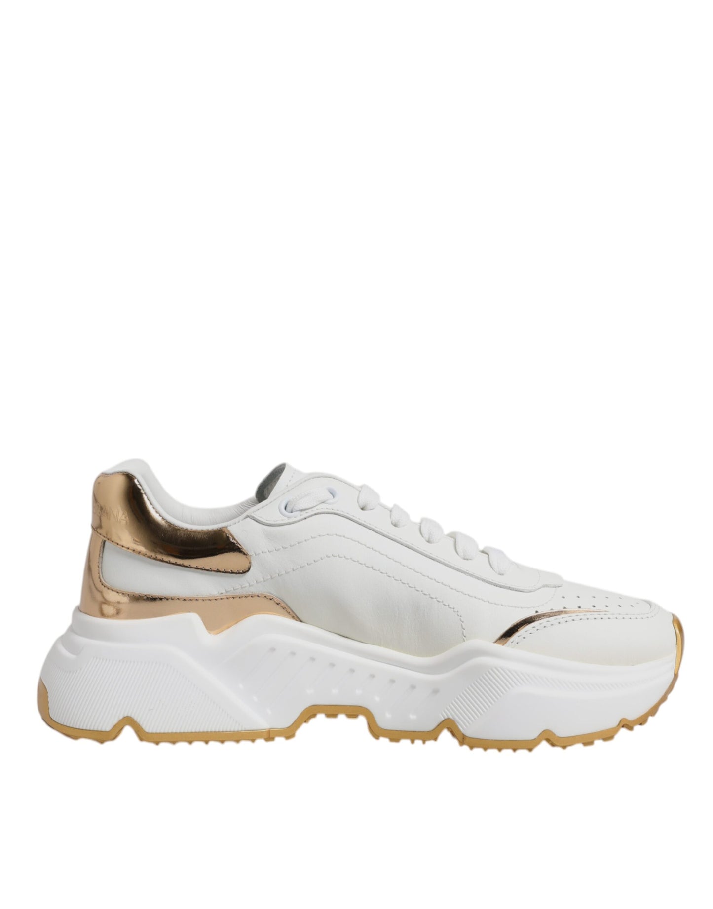 Dolce & Gabbana Daymaster Lederen Sneakers Wit Goud