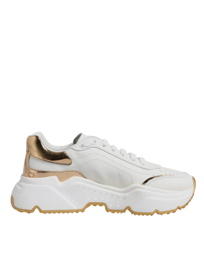 Dolce & Gabbana Daymaster Lederen Sneakers Wit Goud