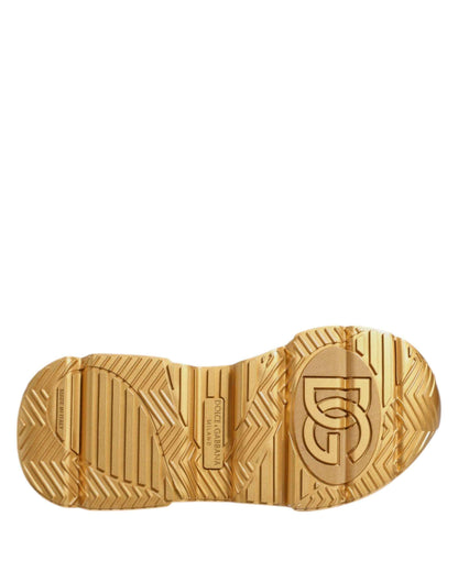 Dolce & Gabbana Daymaster Lederen Sneakers Wit Goud
