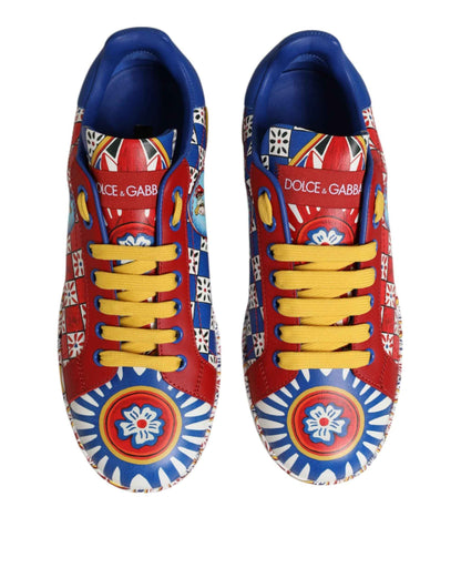 Dolce & Gabbana Portofino Carretto Leer Sneakers - Multicolor
