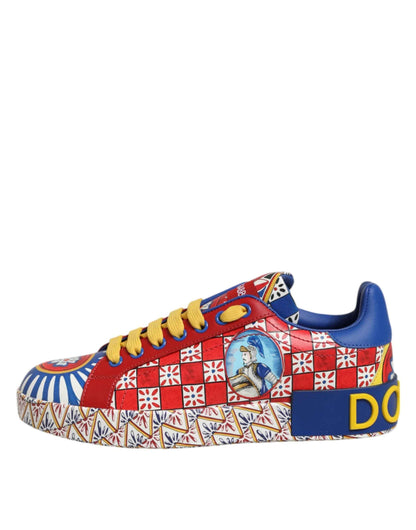 Dolce & Gabbana Portofino Carretto Leer Sneakers - Multicolor