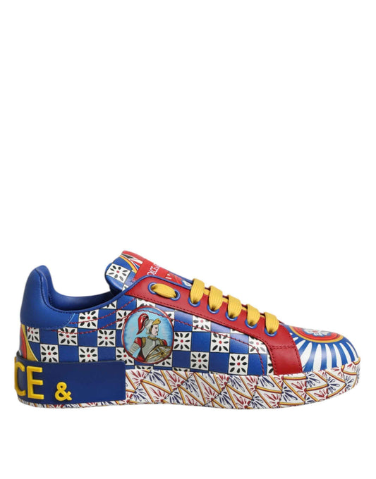 Dolce & Gabbana Portofino Carretto Leer Sneakers - Multicolor