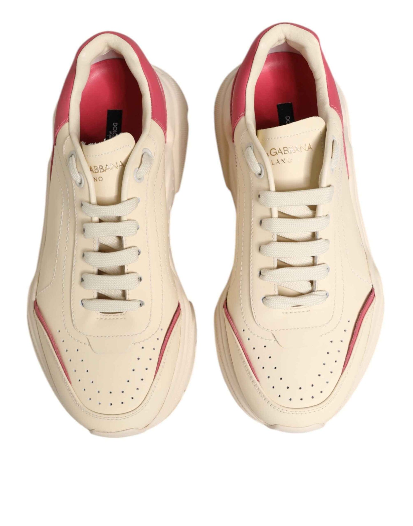 Dolce & Gabbana Daymaster Leer Sneakers – White Pink