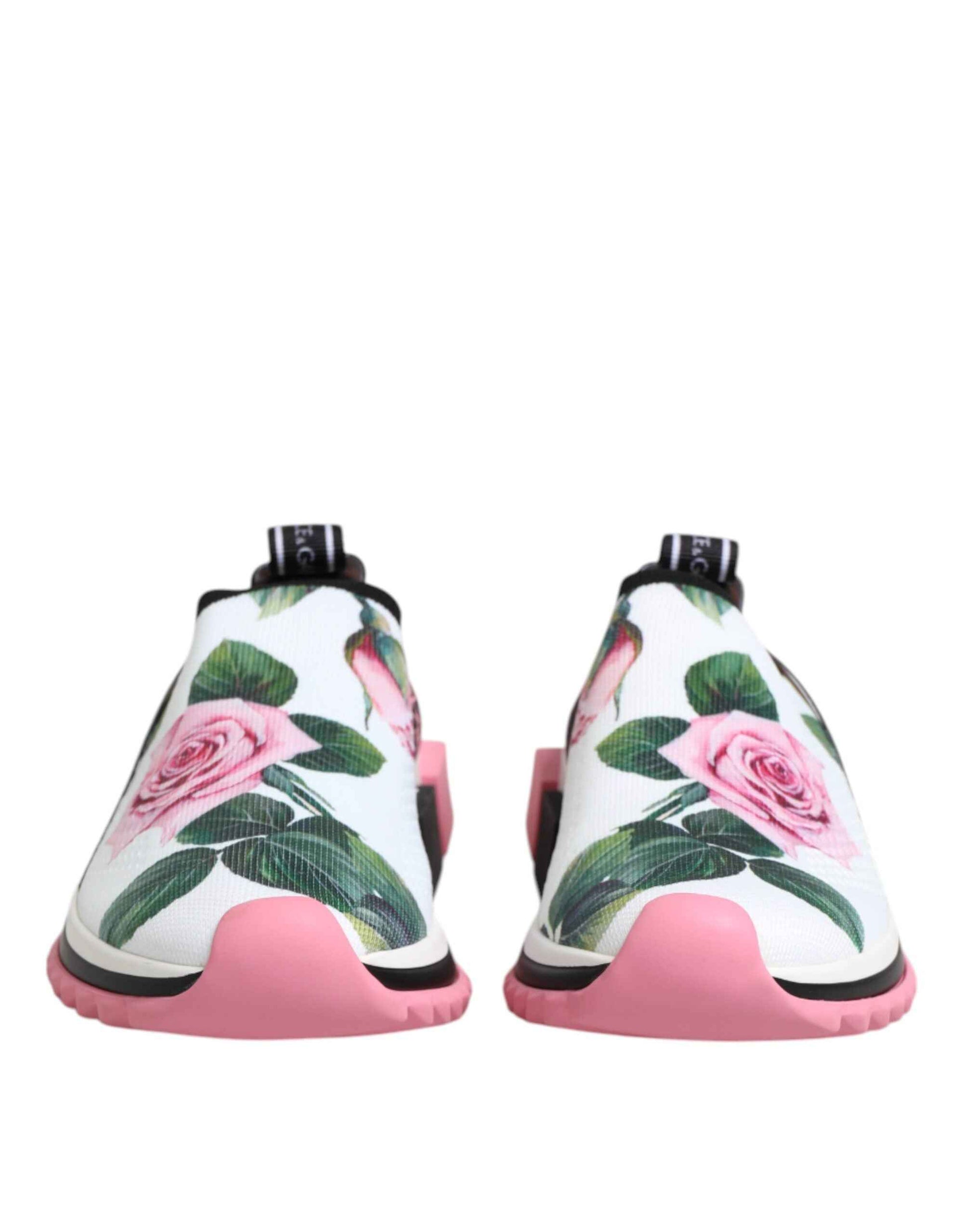 Dolce & Gabbana Sorrento Sneakers Witte Rozenprint