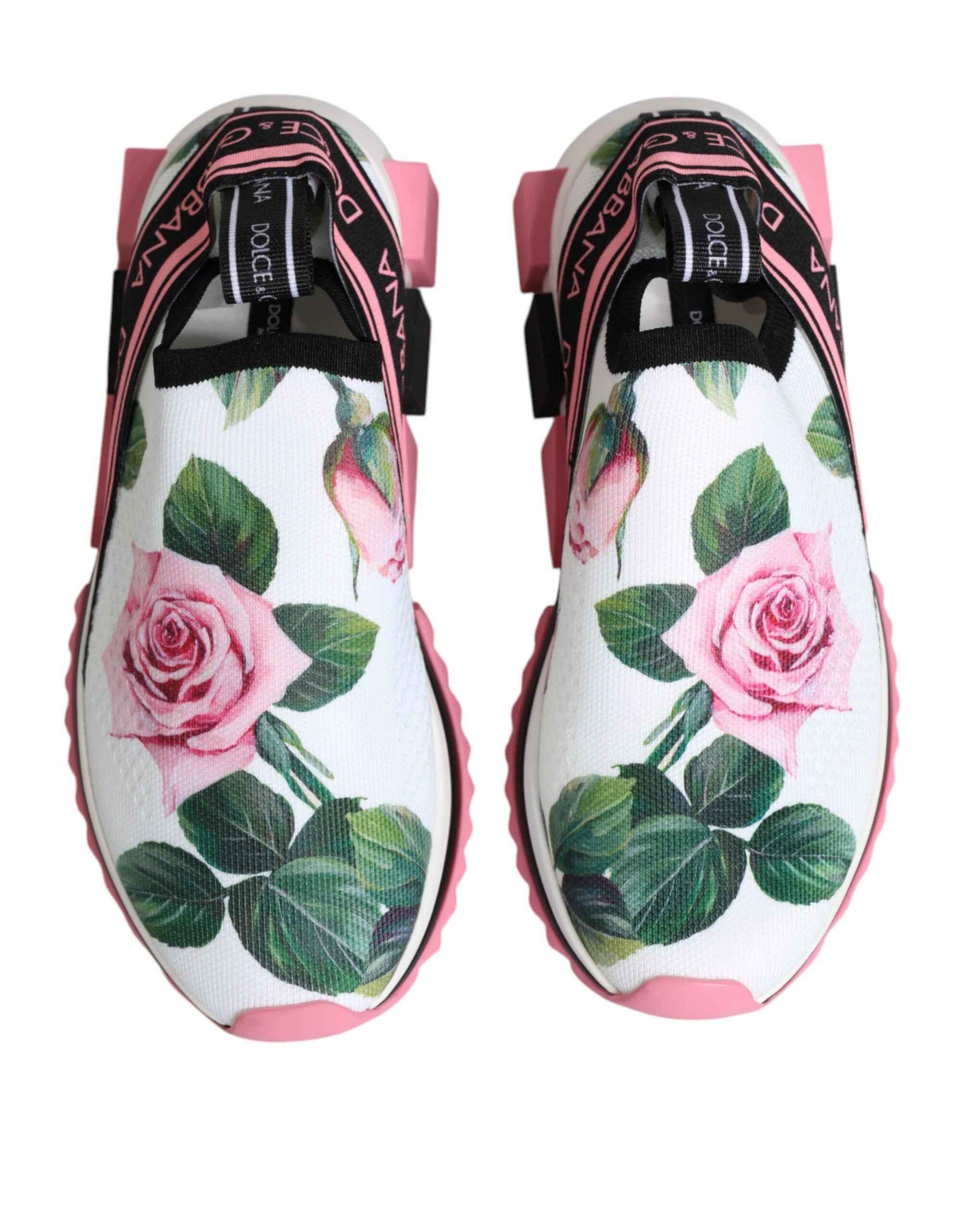 Dolce & Gabbana Sorrento Sneakers Witte Rozenprint