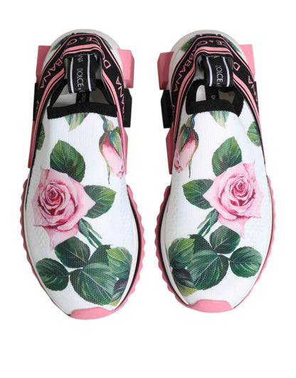 Dolce & Gabbana Sorrento Sneakers Witte Rozenprint