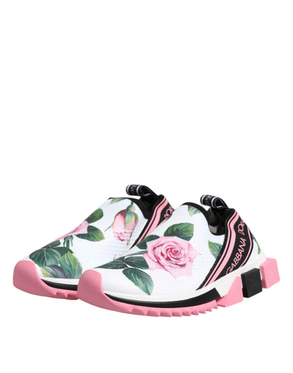 Dolce & Gabbana Sorrento Sneakers Witte Rozenprint
