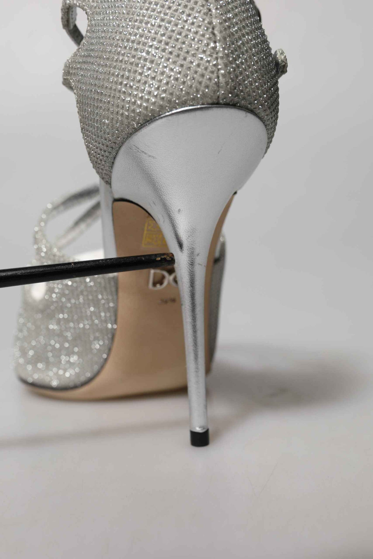 Dolce & Gabbana Open Toes Sandalen Zilveren Glans Shimmers