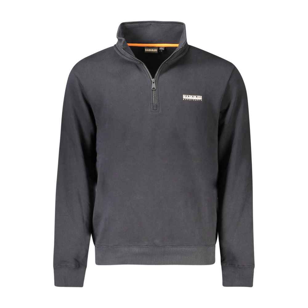 Napapijri Cotton Men Sweater Half Zip Black Logo Print