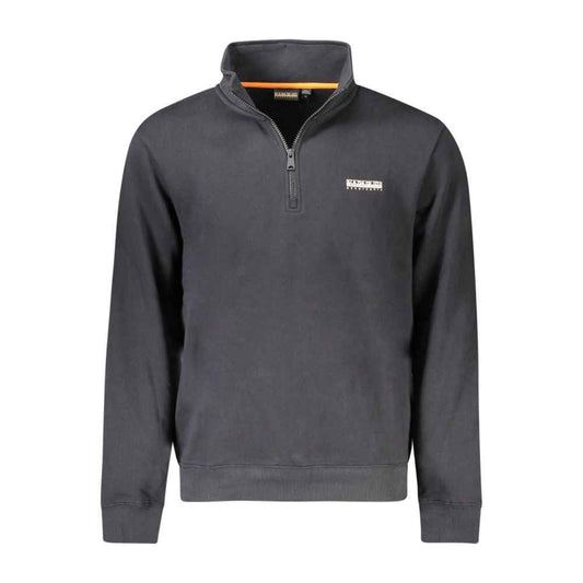 Napapijri Cotton Men Sweater Half Zip Black Logo Print