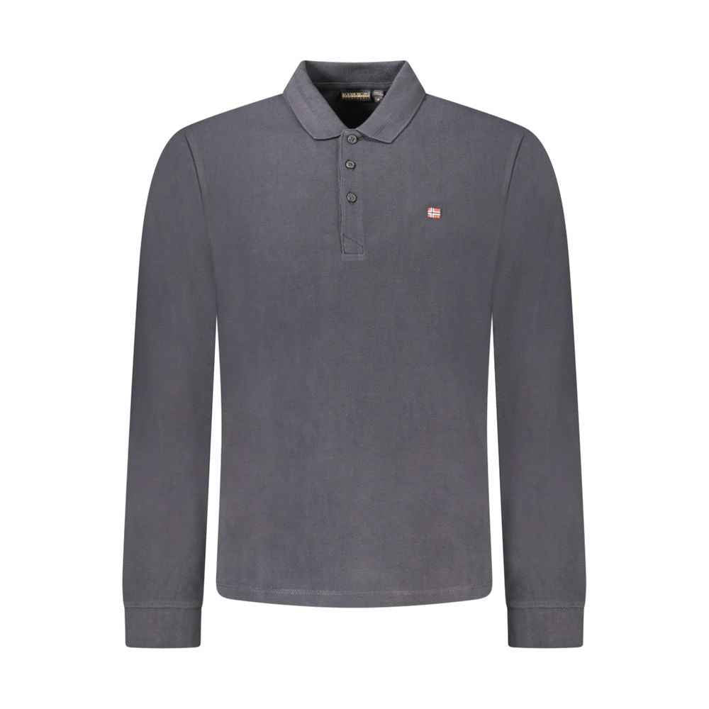 Napapijri Black Cotton Polo Shirt For Men Classic Fit