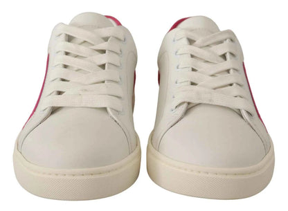 Dolce & Gabbana Low-Top Sneakers Suede Leer Wit Luxe