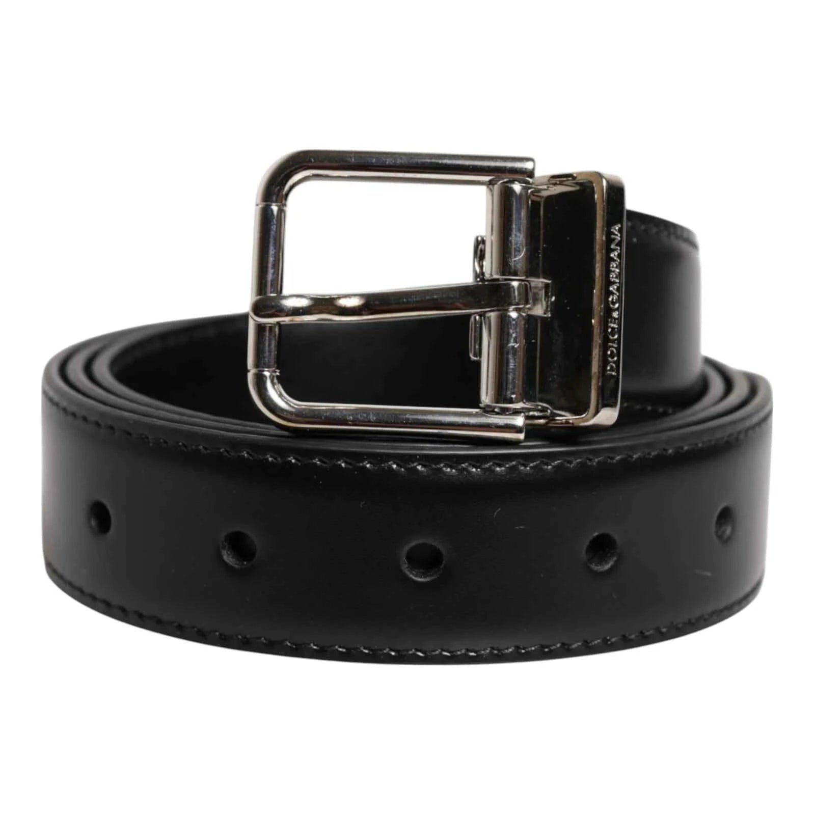 Dolce & Gabbana Riem Kalfleer Zwart Zilveren Gesp Luxe