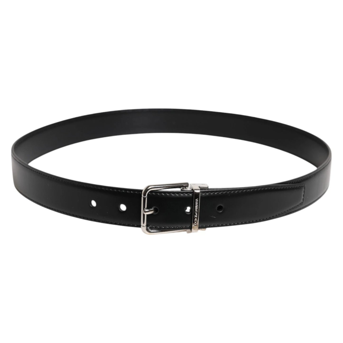 Dolce & Gabbana Riem Kalfleer Zwart Zilveren Gesp Luxe