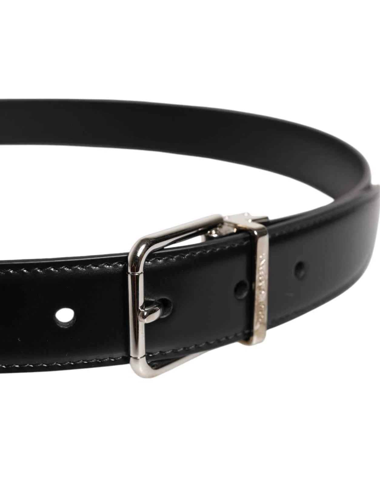 Dolce & Gabbana Riem Kalfleer Zwart Zilveren Gesp Luxe