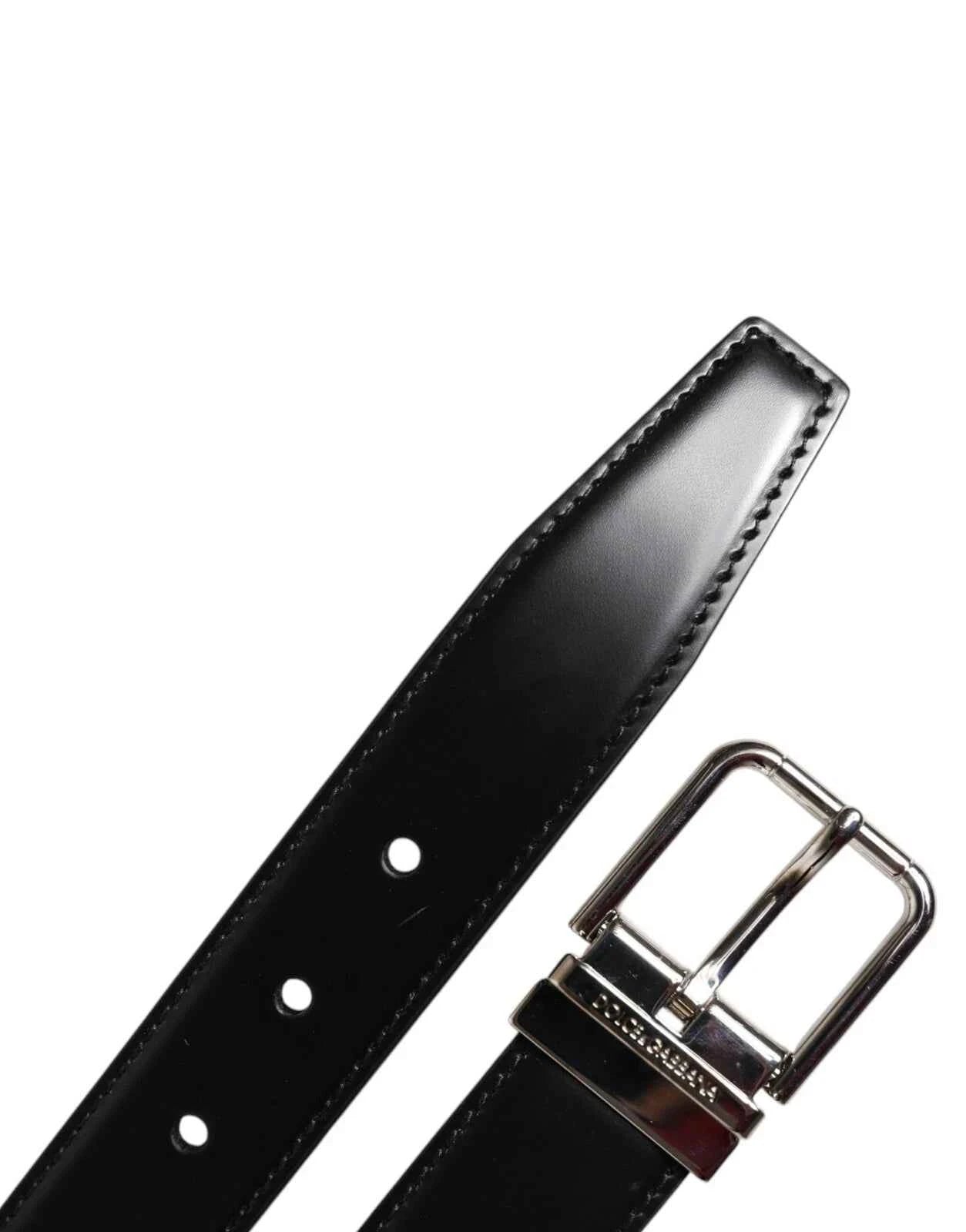 Dolce & Gabbana Riem Kalfleer Zwart Zilveren Gesp Luxe