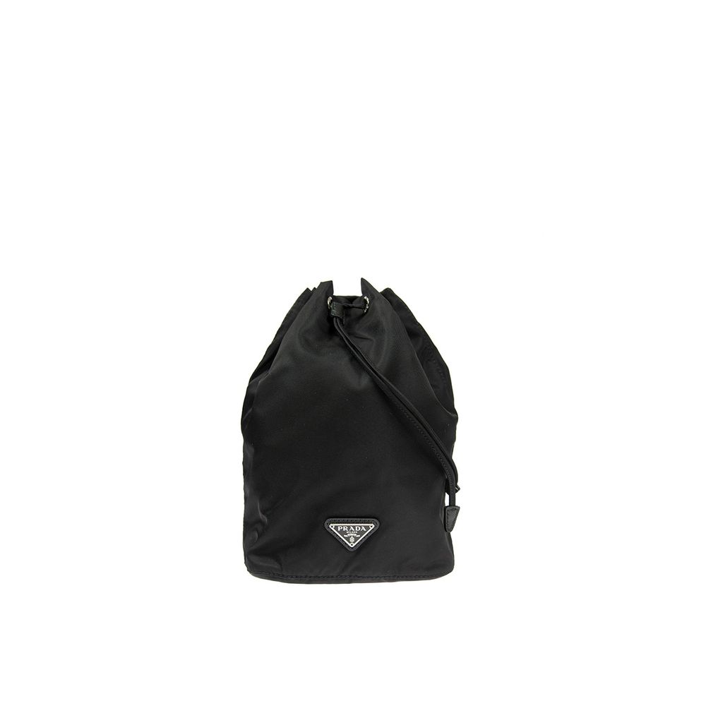 Prada Nylon And Leather Drawstring Pouch - 10 cm Width