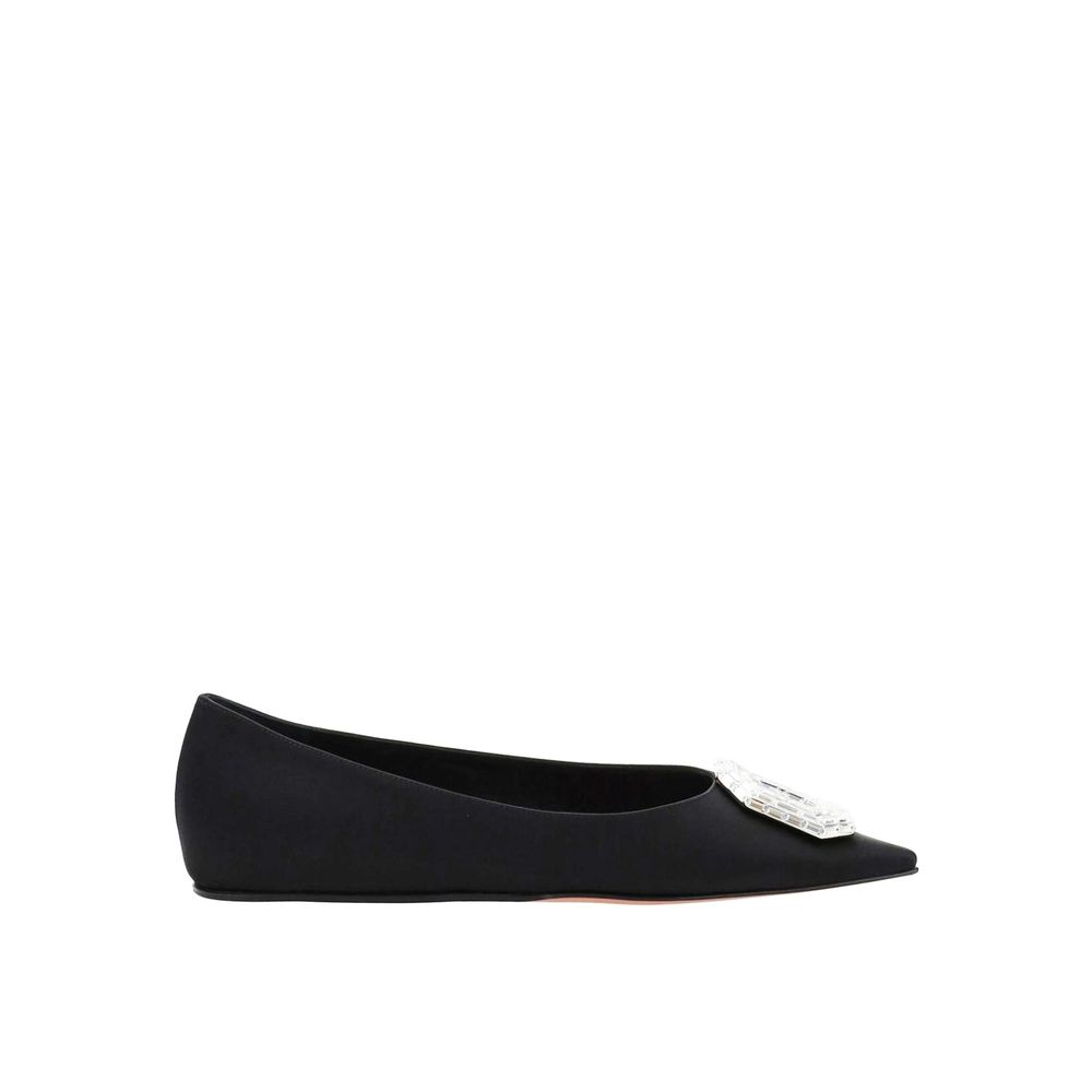 Amina Muaddi Camellia Silk Ballerina Flats Crystal